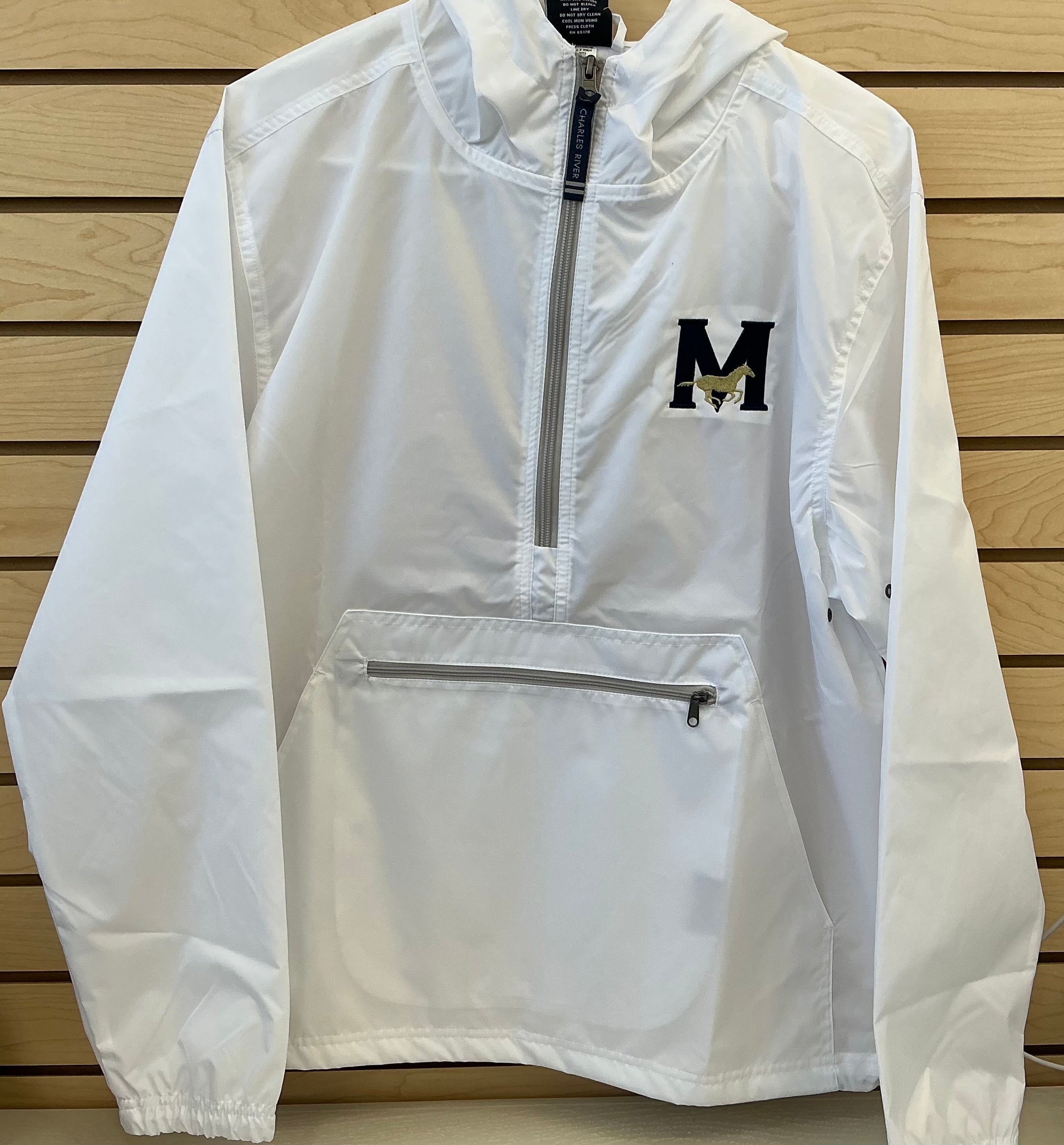 Charles River White 1/4 Zip Rain Jacket - Unisex
