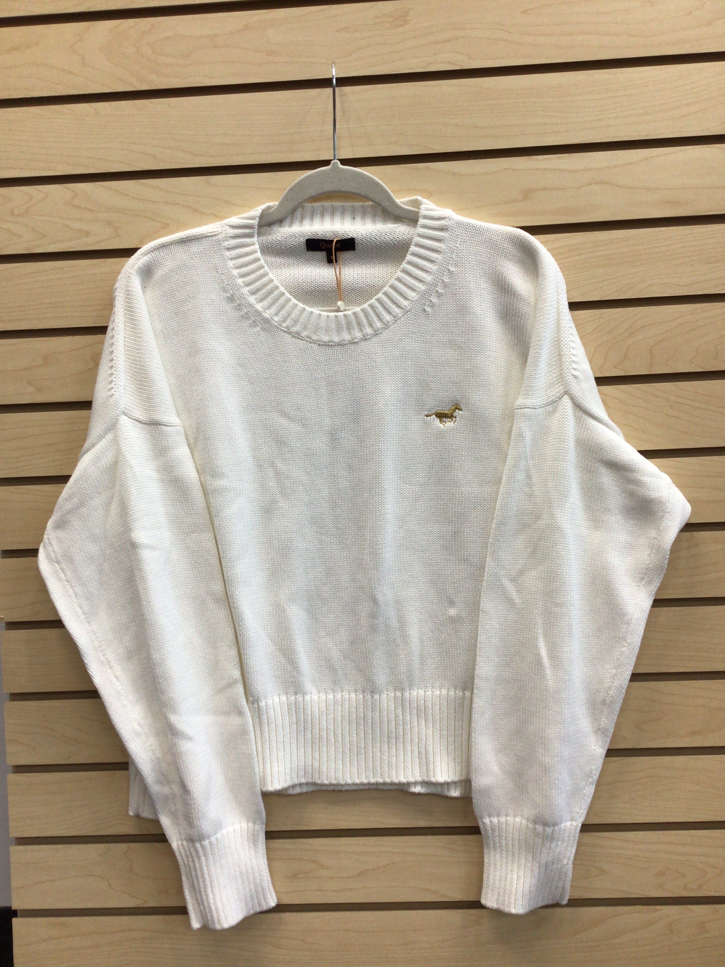 Ladies Organic Cotton Boyfriend Crew Sweater by Quince - Ivory