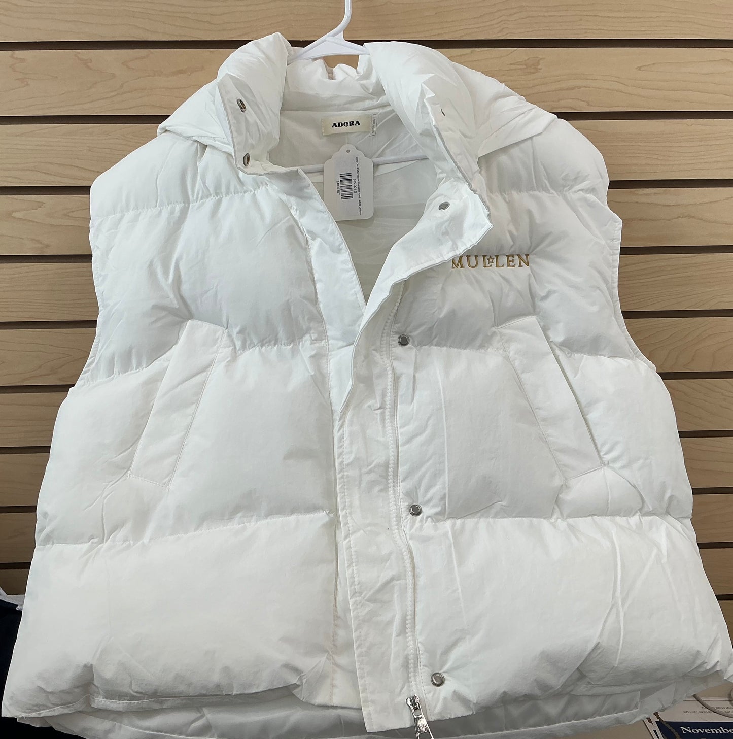 Cozy Chic Puffer Vest w/ Oversized Hood - White Uniform