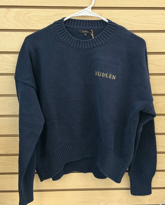 Ladies Quince Organic Cotton Boyfriend Sweater - Navy