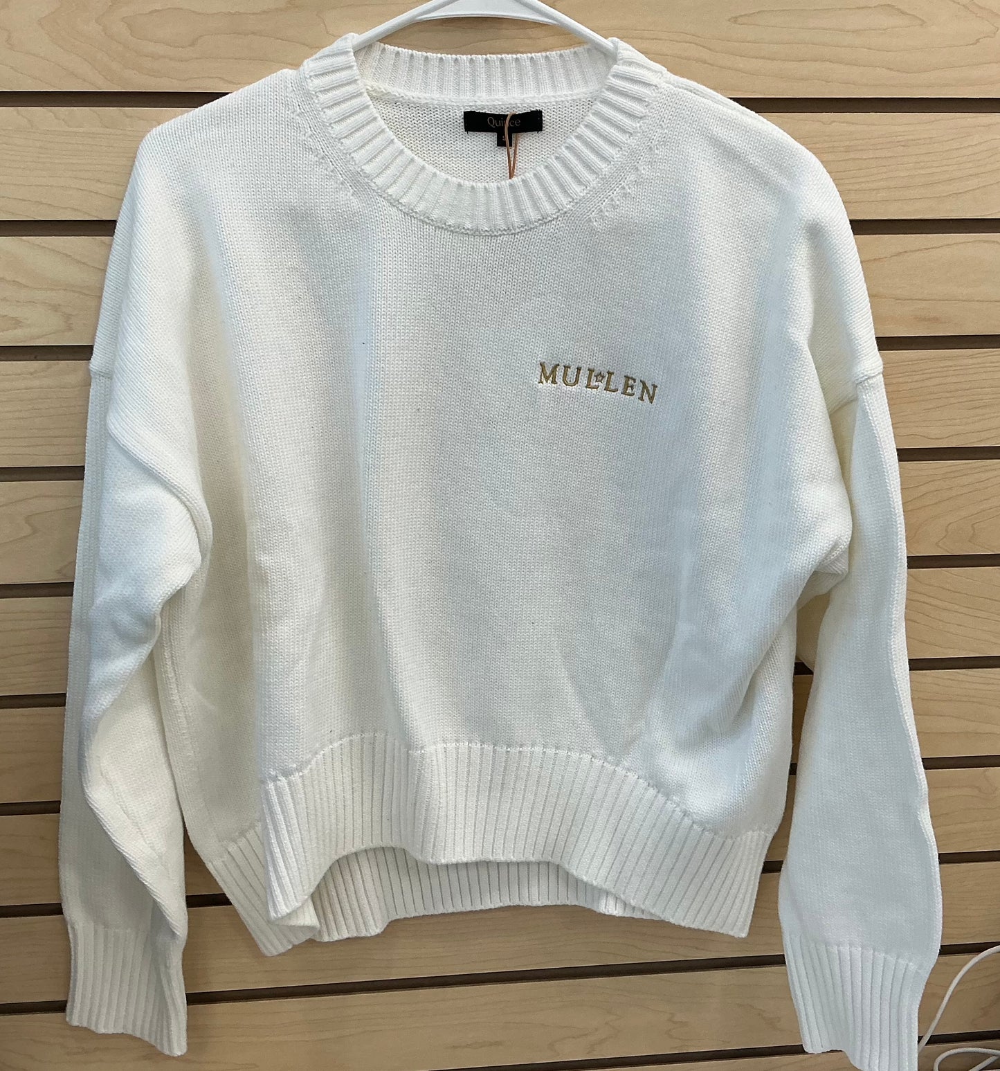 Ladies Quince  Boyfriend Sweater w/ Mullen -Ivory