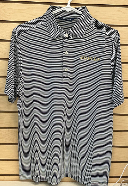 Cutter and Buck Forge Eco Navy Blue/Gray Stripe Polo - Uniform