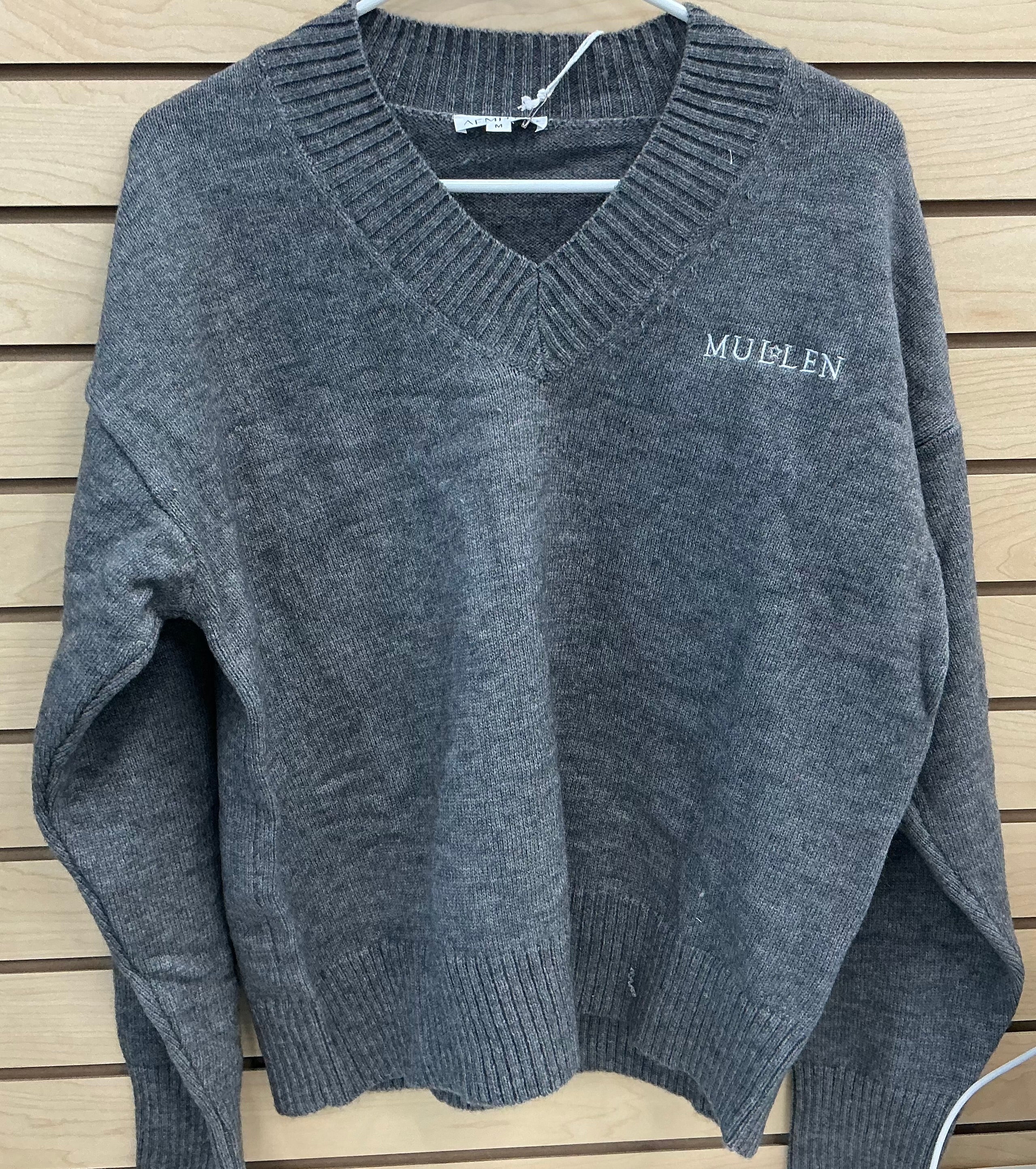 Aemi & Co Charcoal Gray Oversized V-Neck Sweater - Uniform