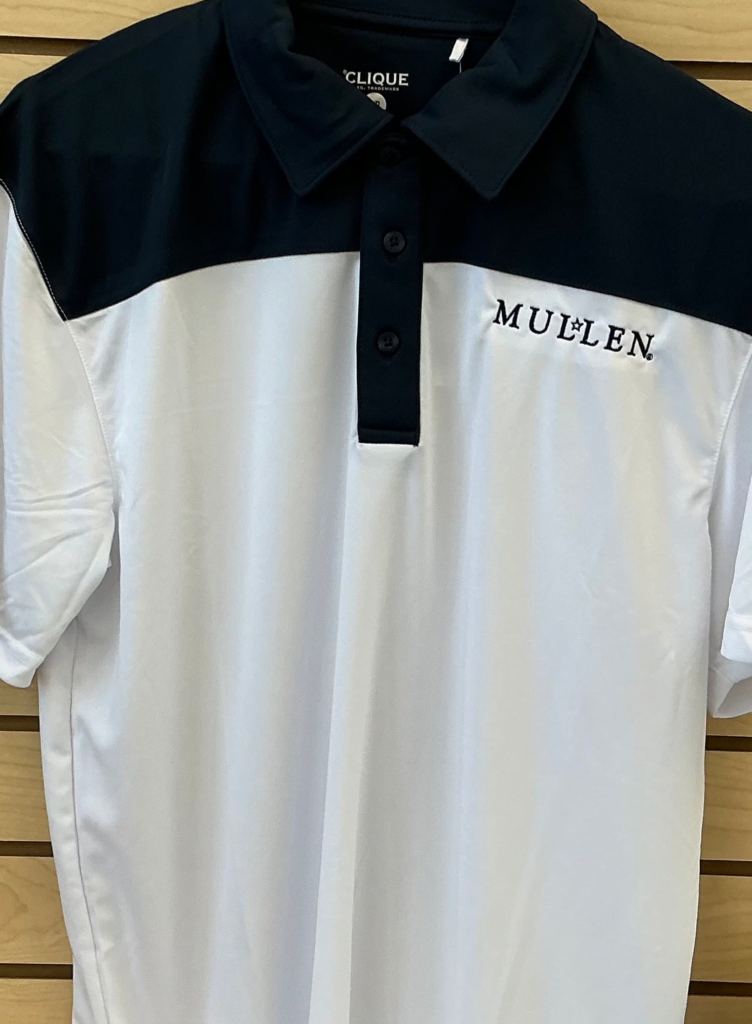 Clique White/Navy Colorblock Tech Jersey Mens Polo