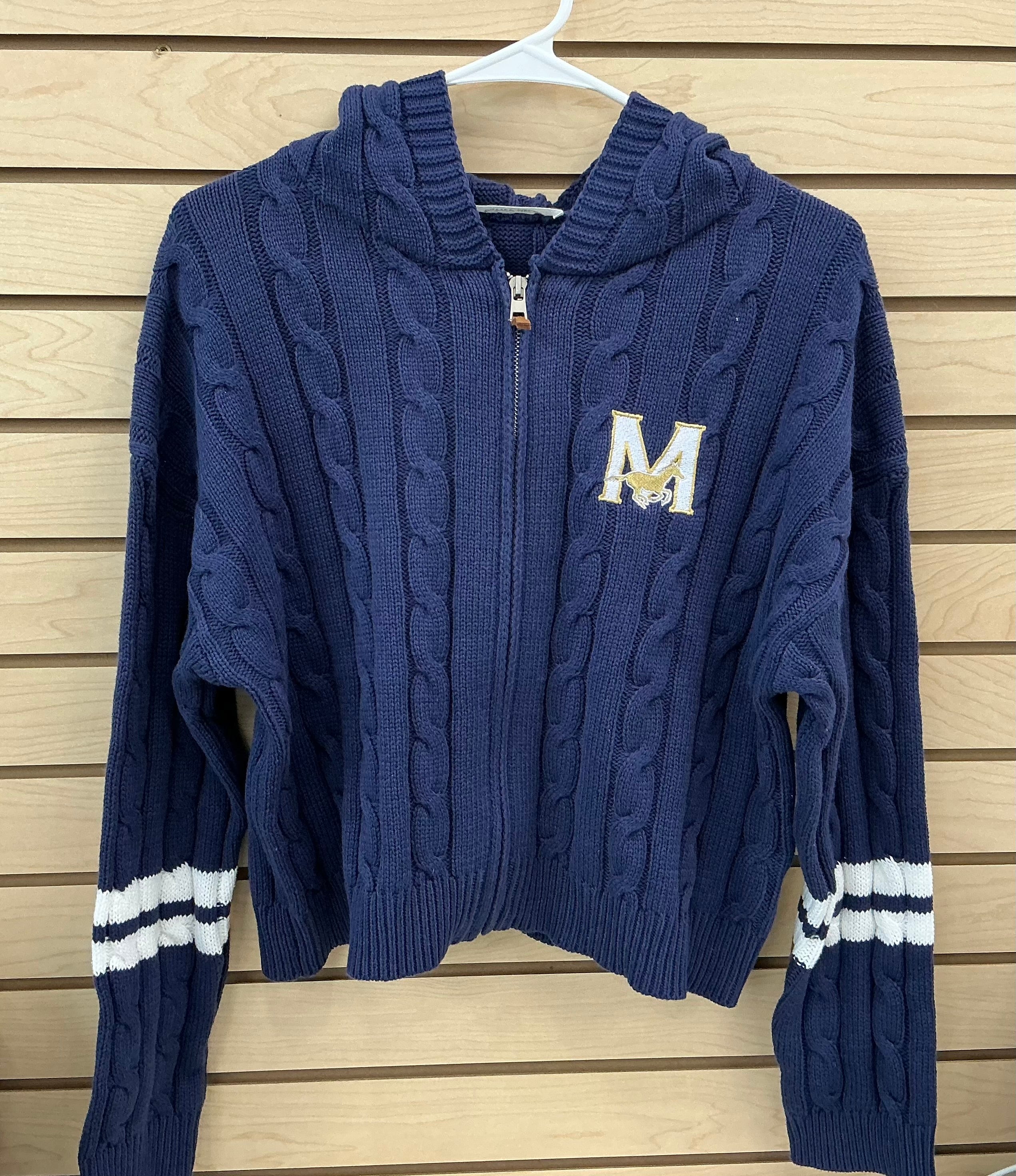 ButterMelon Hooded Cable Knit Zip-Up