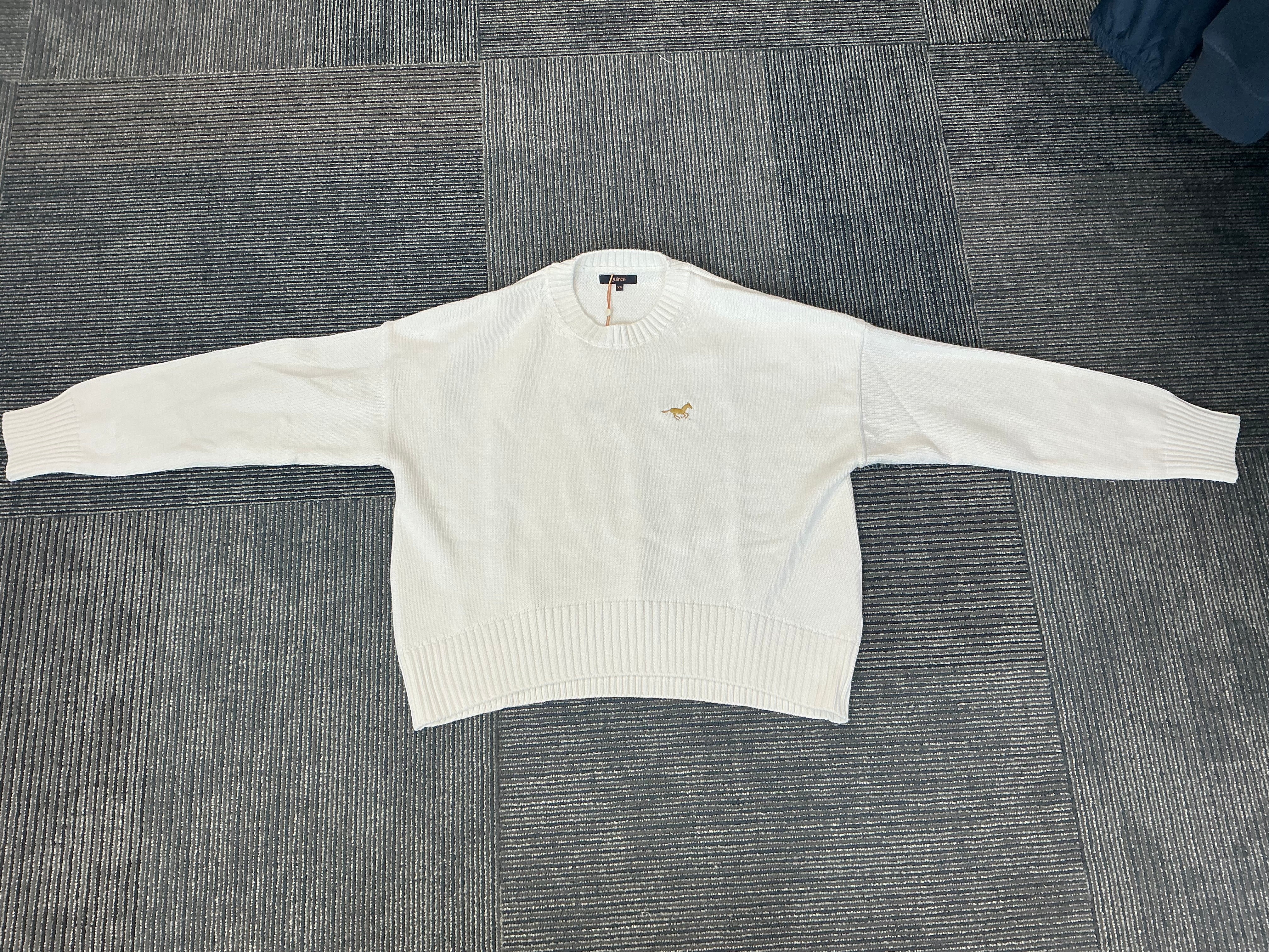 Ladies Quince  Boyfriend Sweater w/ Mullen -Ivory