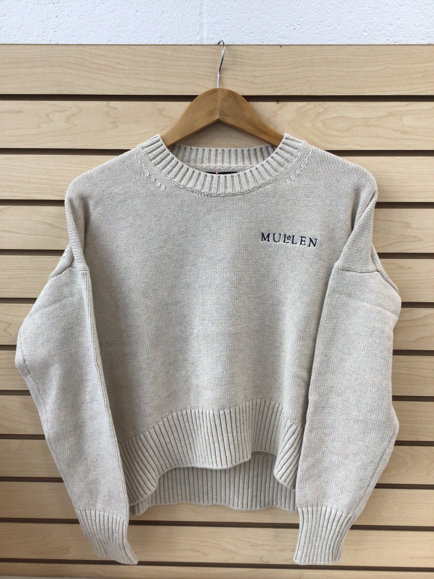Women's Beige Boyfriend Crew Sweater - Uniform