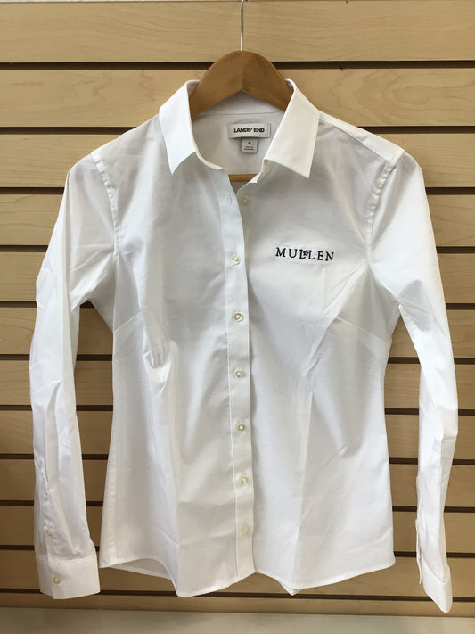 LE Wom LS Button Down Shirt (Stretch) White Uniform