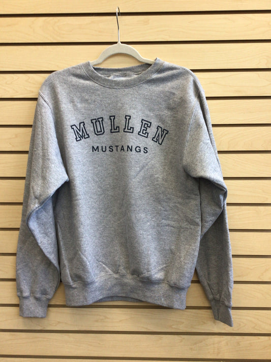Spirit Squad Grey Crew Neck Mullen Mustangs Spirit