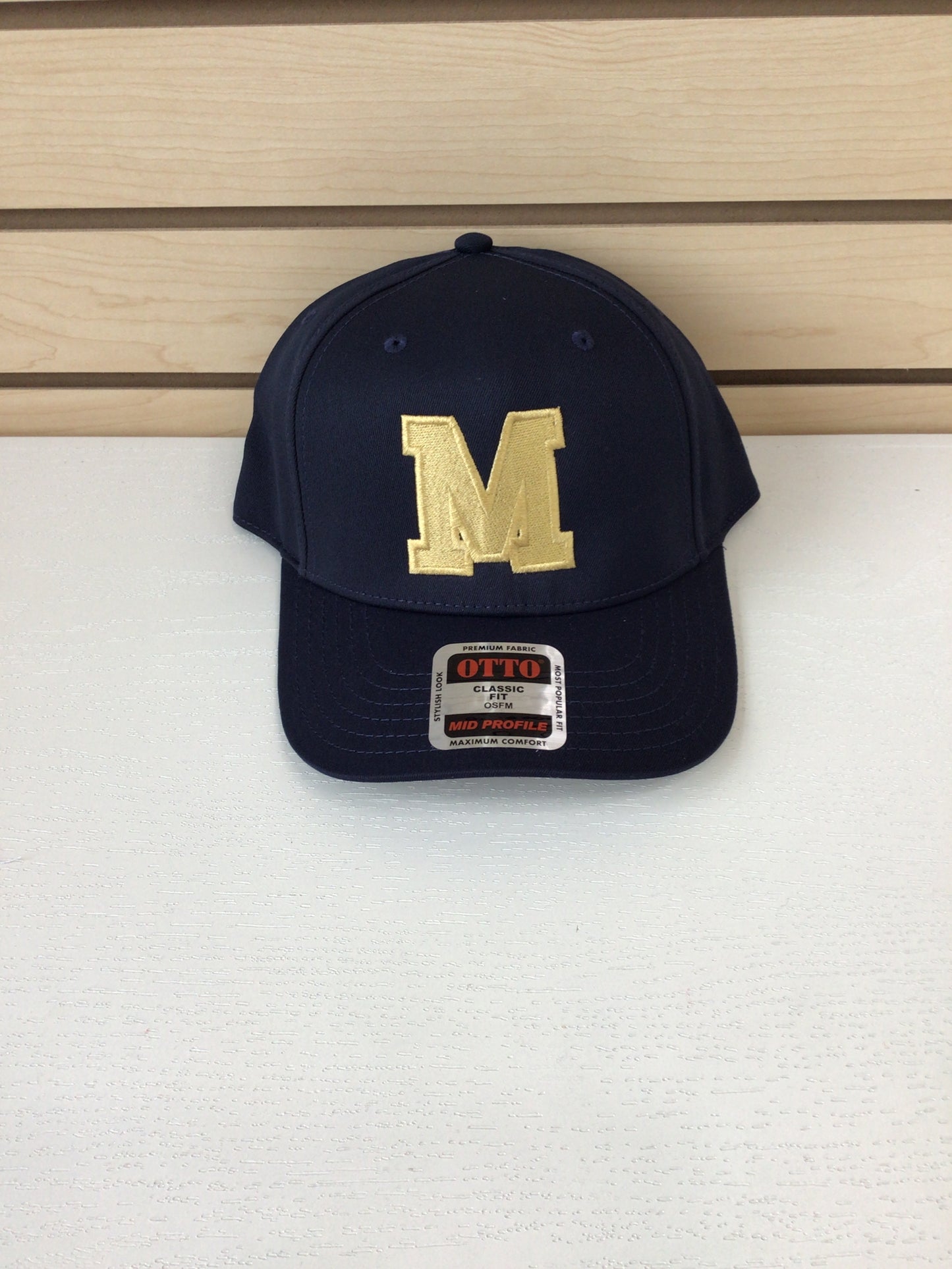 Navy Baseball Hat w/ Gold M