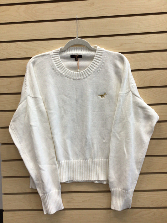 Ladies Organic Cotton Boyfriend Crew Sweater by Quince - Ivory