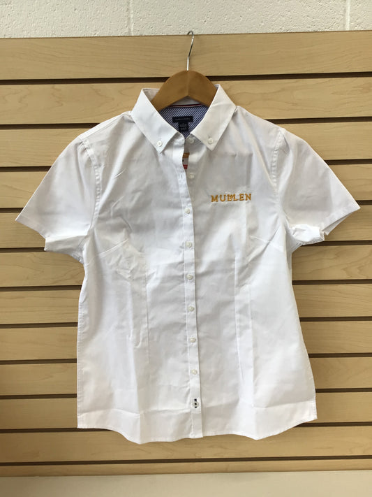 Tommy H White Short Sleeve Oxford Buttondown Blouse Uniform