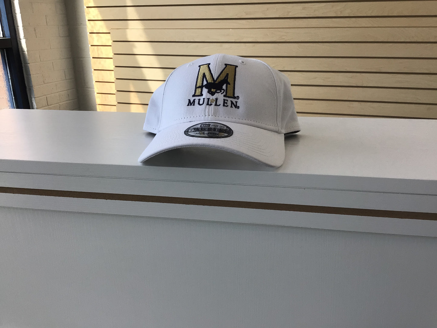 Baseball Hat White with Navy/Gold Logo