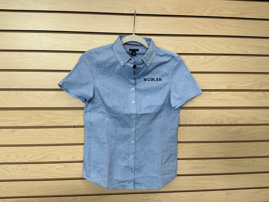 Tommy H Blue Short Sleeve Oxford Buttondown Blouse Uniform