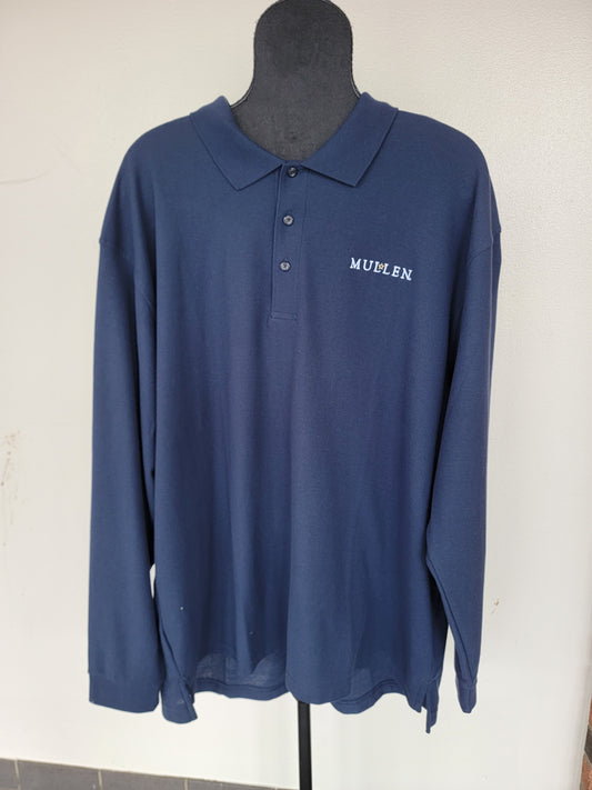 Long Sleeve Mens Navy Polo