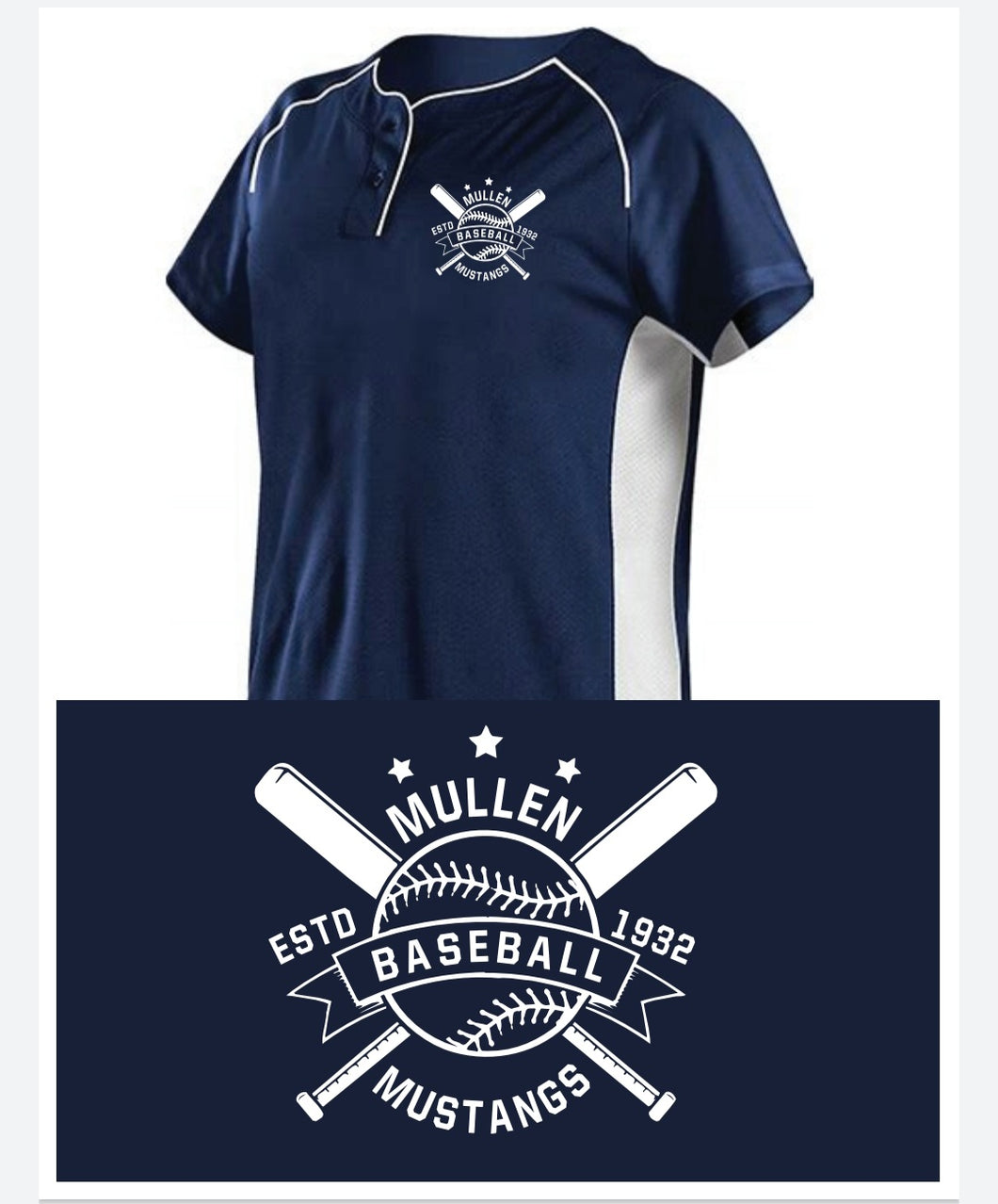 Baseball Two Button Navy Tee